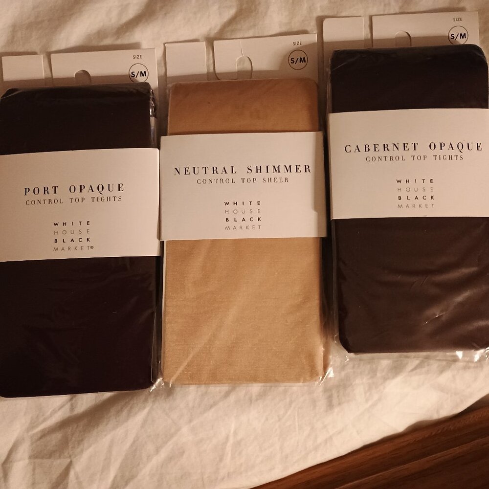 3 pairs control top tights white house black market S/M